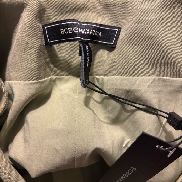 BCBGMaxAzria Olive Green High-Waist Tie Shorts - Picture 3 of 4